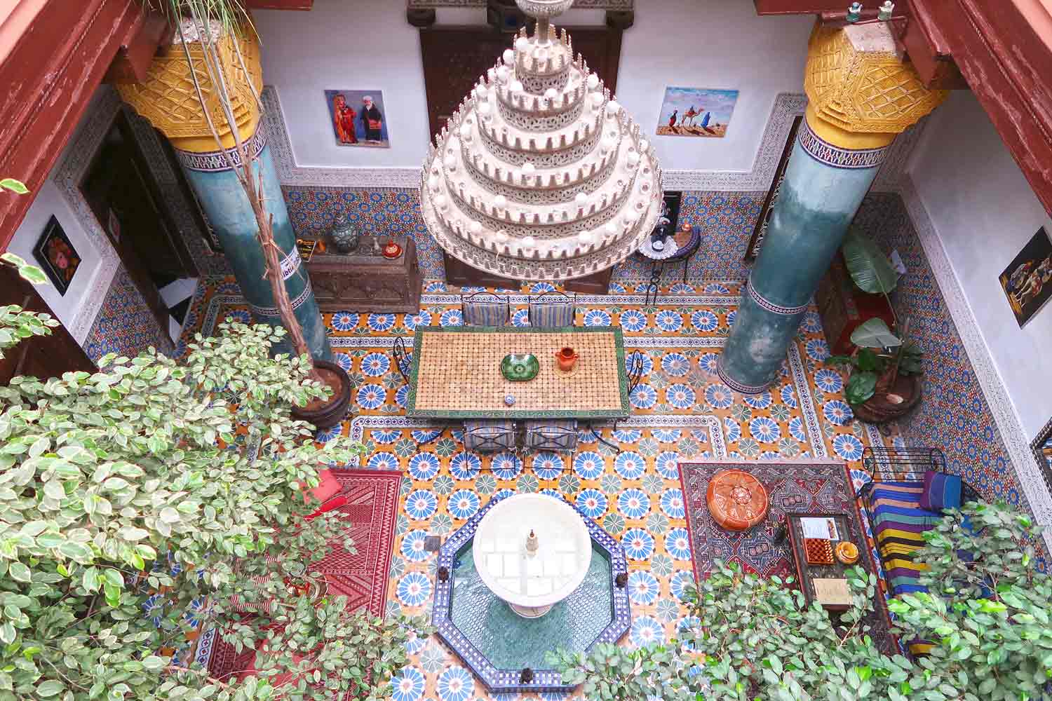 Riad Innenhof in Marrakesch von oben